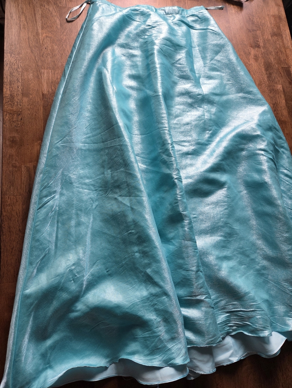 Icy Mint Turquoise Satin A-Line Maxi Skirt Frozen Princess Elsa - Picture 6 of 16